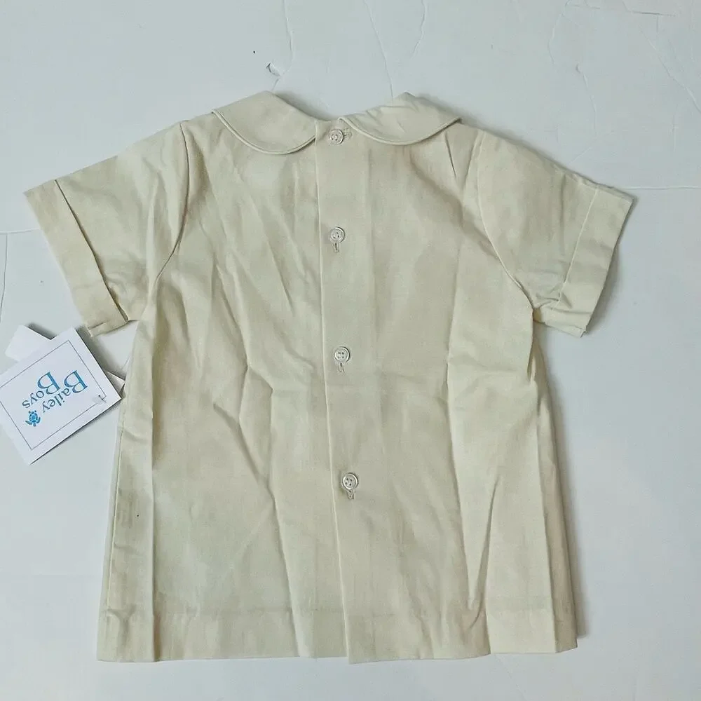NWT Bailey Boys 12M Peter Pan Collar Piped Shirt Set